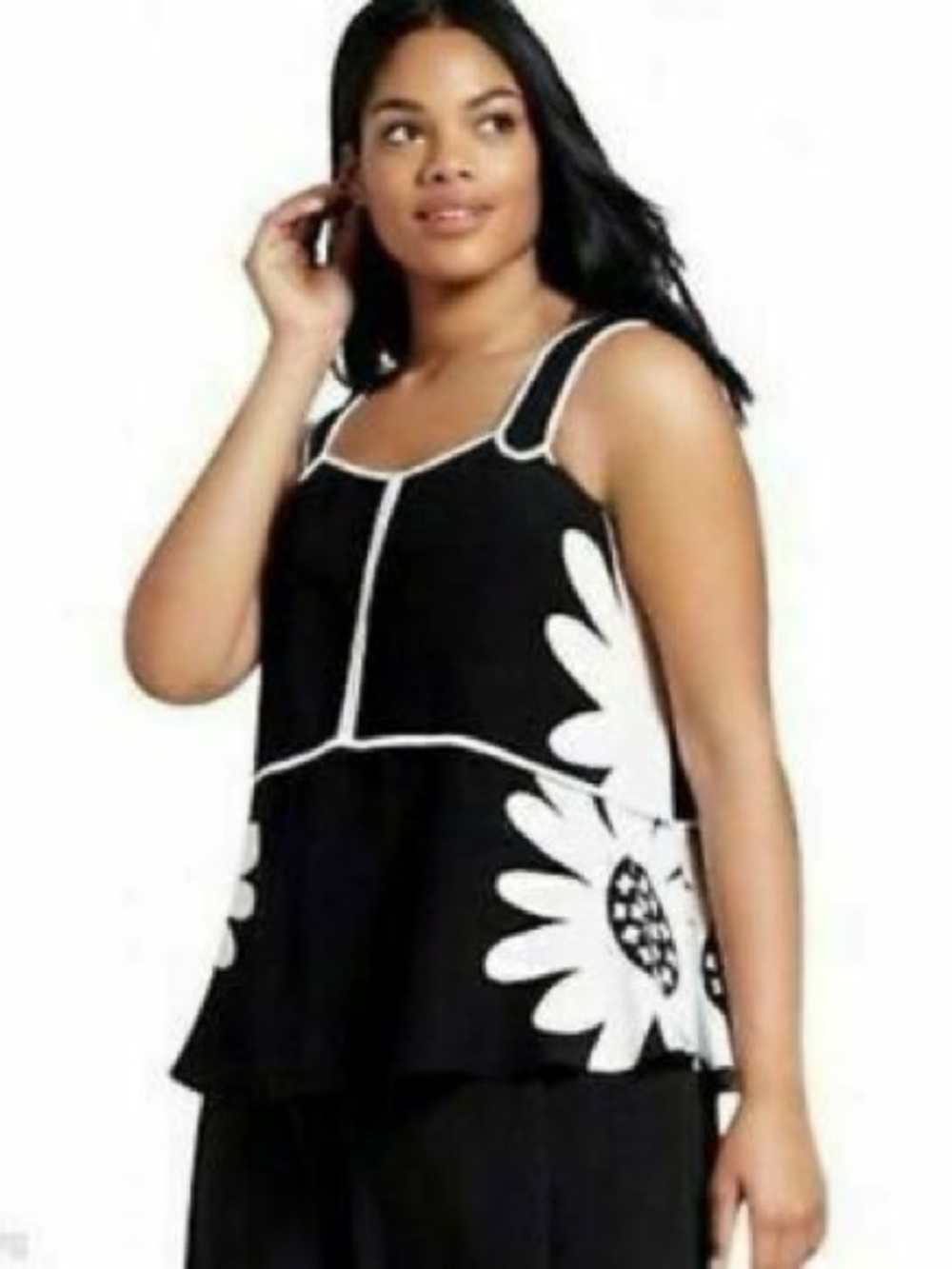 Victoria Beckham for Target Black and White Floral-Panel Tank